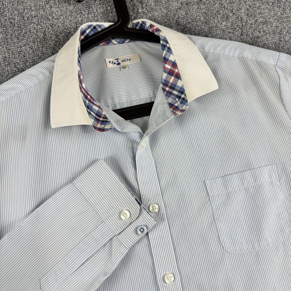 Elite Mens 103 Shirt Blue Stripe Long Sleeve Pocket
